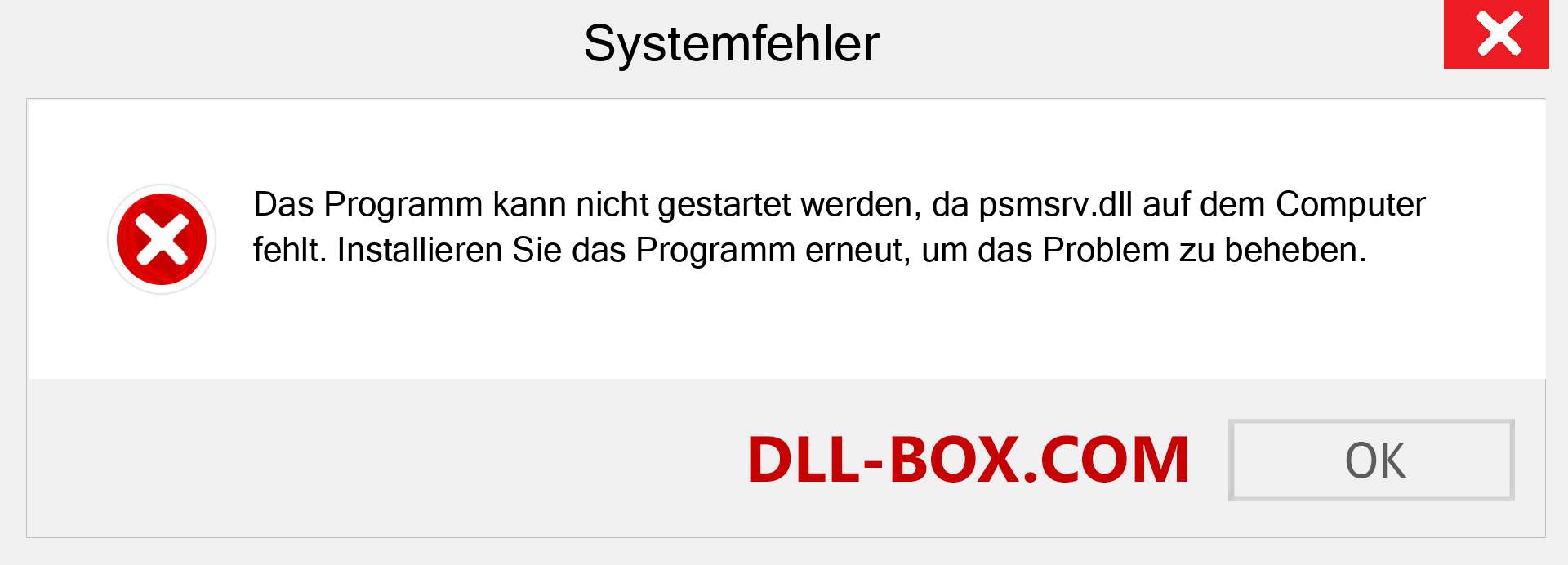 psmsrv.dll-Datei fehlt?. Download für Windows 7, 8, 10 - Fix psmsrv dll Missing Error unter Windows, Fotos, Bildern