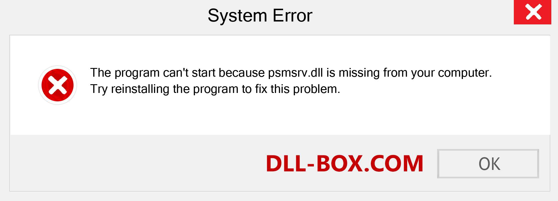  psmsrv.dll file is missing?. Download for Windows 7, 8, 10 - Fix  psmsrv dll Missing Error on Windows, photos, images